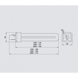 świetlówka kompaktowa PLC 26W 2pin 2700K