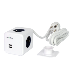 Przedłużacz CUBE 4 gniazda + 2xUSB 1,5m 16A/3680W Schuko AURA line *