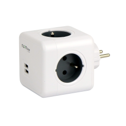 Rozgałęźnik CUBE 4 gniazda + 2xUSB 16A/3680W Schuko AURA line *