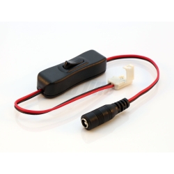 LED line złączka do taśm LED CLICK CONNECTOR pojedyncze 8 mm 2 PIN z przewodem do gniazda DC oraz włącznikiem *