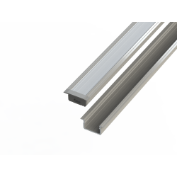Profil aluminiowy 10 mm wpuszczany anodowany 2 metry + szybka mleczna *