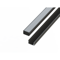 Profil aluminiowy 10 mm nawierzchniowy czarny 2 metry + szybka mleczna *