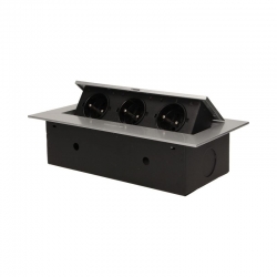 gniazdo meblowe wpuszczane 3x2P+Z srebrne OR-AE-1371/G